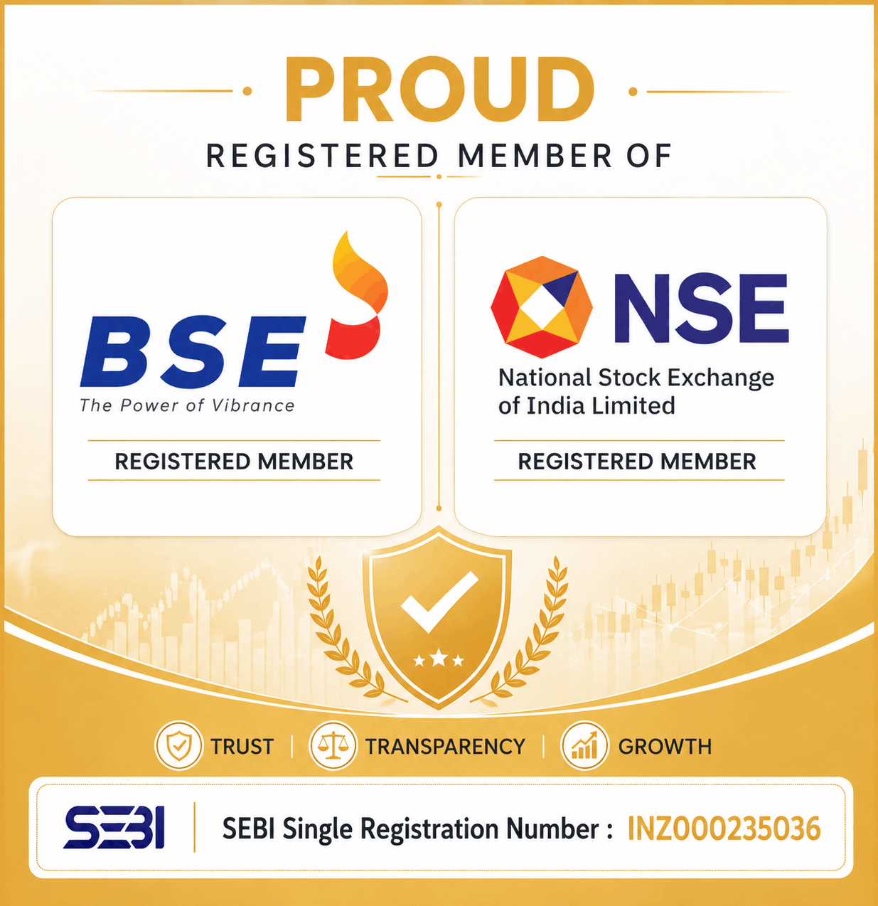 BSE and NSE Registered Company with SEBI Single Registration Number INZ000235036
